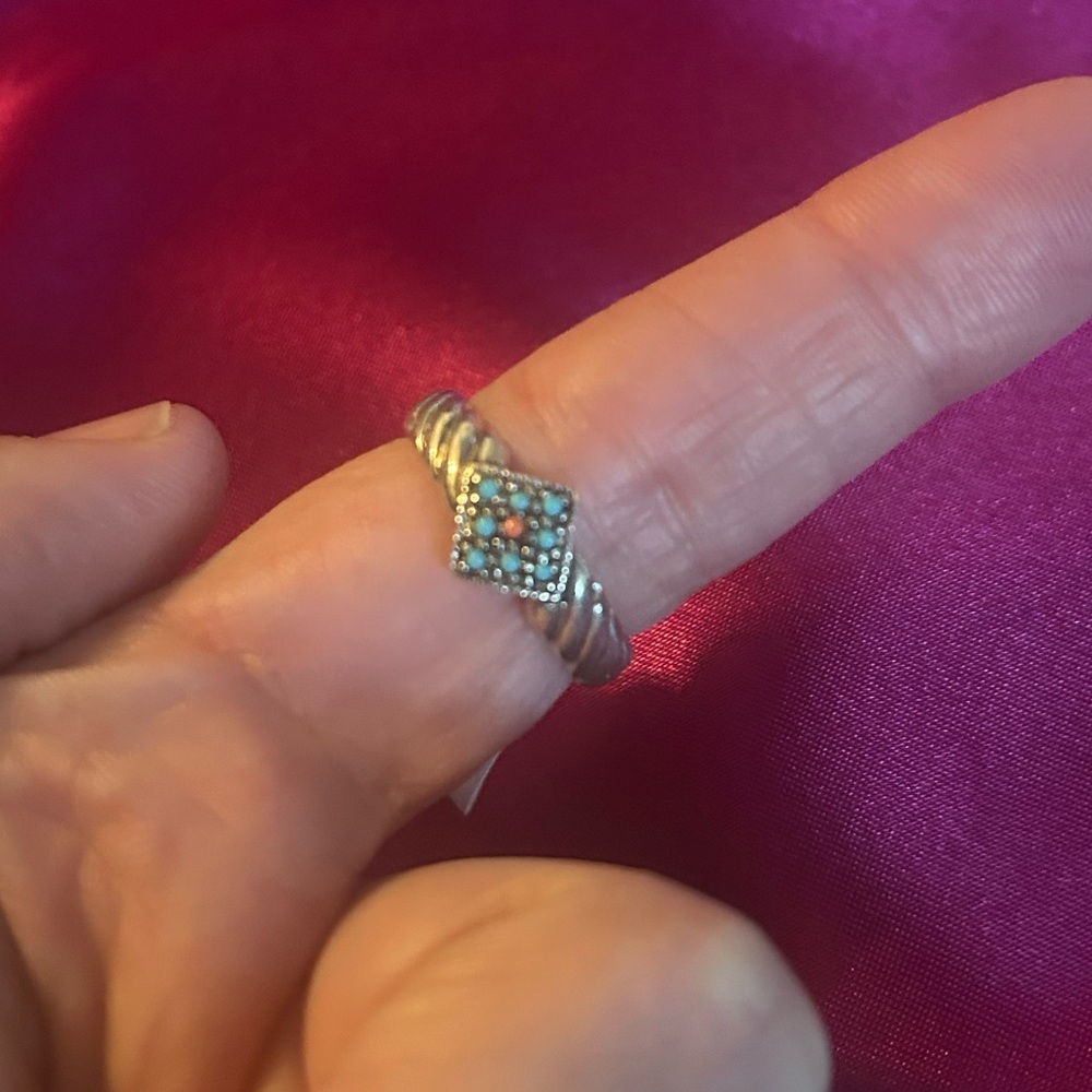 Women’s Size 8 1/2 Silver Ring with Turquoise